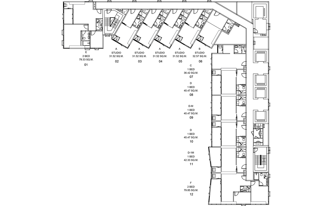 Floor plan drawing of the 17th-28th floor