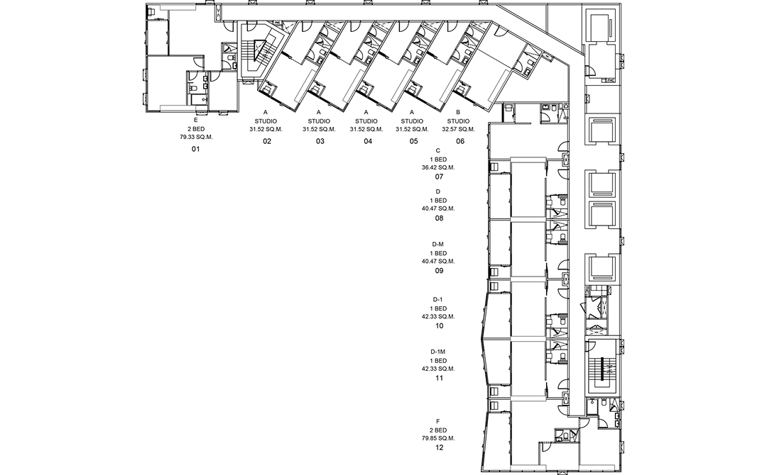 Floor plan drawing of the 29th-38th floor