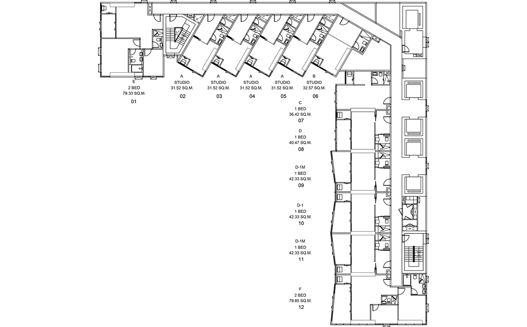 Floor plan drawing of the 39th-46th floor