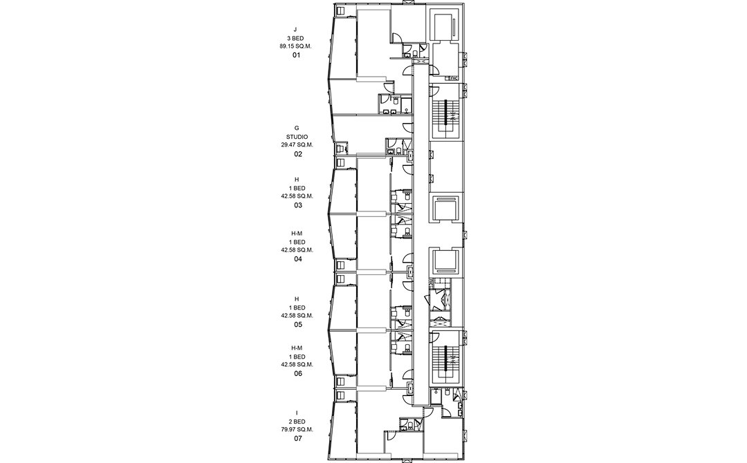 Floor plan drawing of the 51th-59th floor